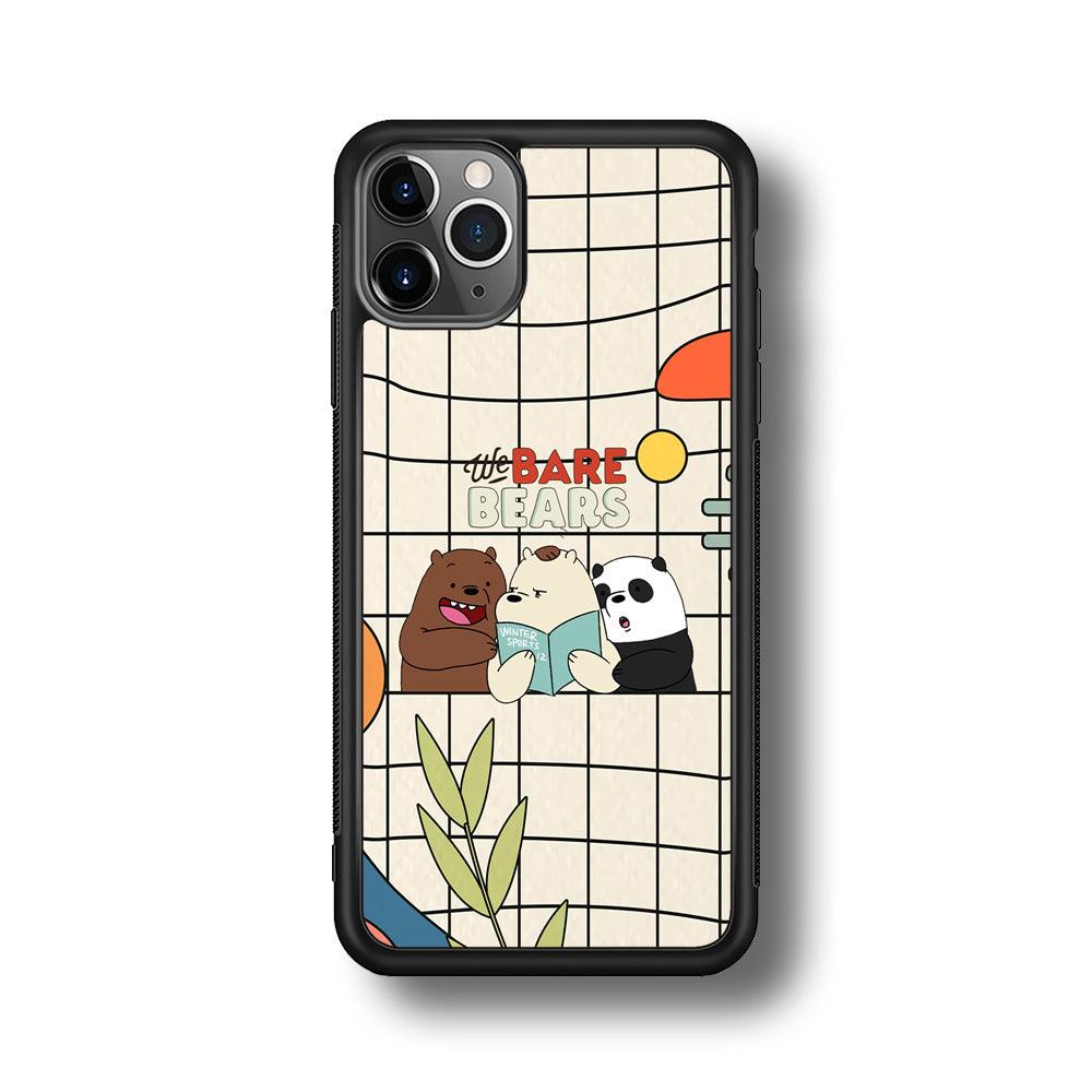 Bare Bears Reading a Book iPhone 11 Pro Max Case-Rubber Black (2D Case)-Oxvistore