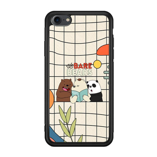 Bare Bears Reading a Book iPhone 7 Case-Rubber Black (2D Case)-Oxvistore