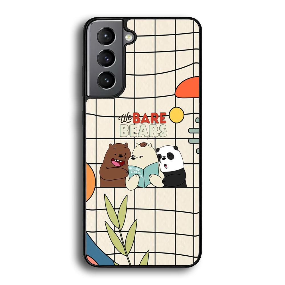 Bare Bears Reading a Book Samsung Galaxy S22 Case-Rubber Black (2D Case)-Oxvistore