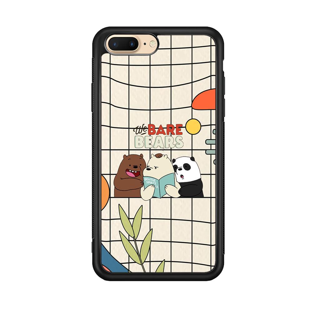 Bare Bears Reading a Book iPhone 8 Plus Case-Rubber Black (2D Case)-Oxvistore