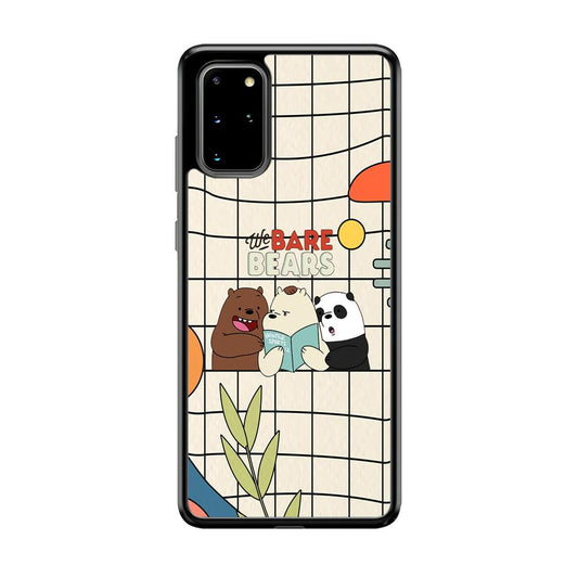 Bare Bears Reading a Book Samsung Galaxy S20 Plus Case-Rubber Black (2D Case)-Oxvistore