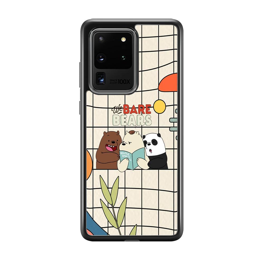 Bare Bears Reading a Book Samsung Galaxy S20 Ultra Case-Rubber Black (2D Case)-Oxvistore