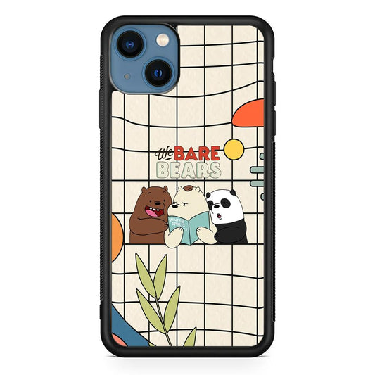 Bare Bears Reading a Book iPhone 14 Plus Case-Rubber Black (2D Case)-Oxvistore