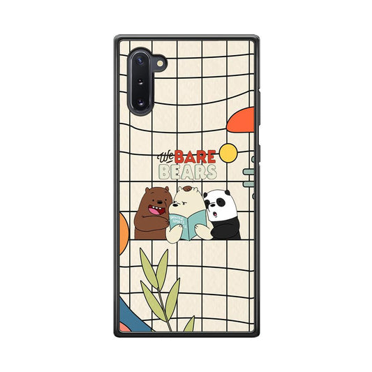 Bare Bears Reading a Book Samsung Galaxy Note 10 Case-Rubber Black (2D Case)-Oxvistore