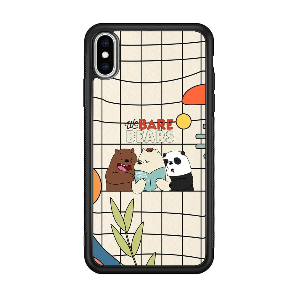 Bare Bears Reading a Book iPhone X Case-Rubber Black (2D Case)-Oxvistore