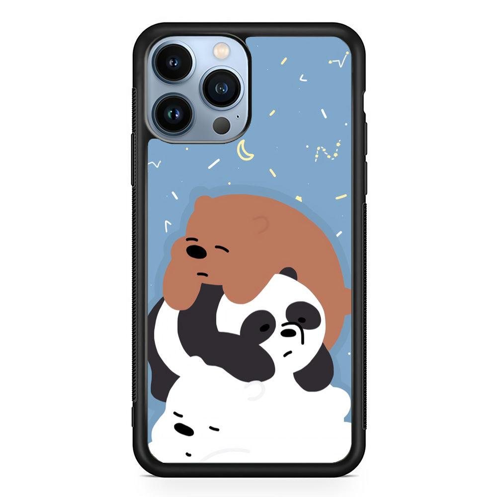 Bare Bears Tired and Feel Asleep iPhone 15 Pro Max Case-Rubber White (2D Case)-Oxvistore