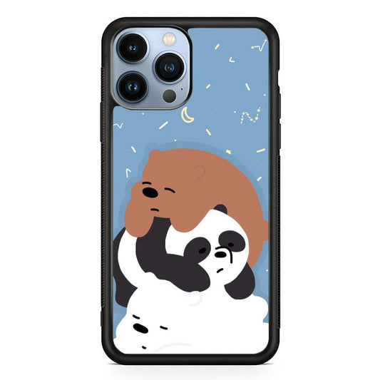 Bare Bears Tired and Feel Asleep iPhone 14 Pro Case-Rubber White (2D Case)-Oxvistore