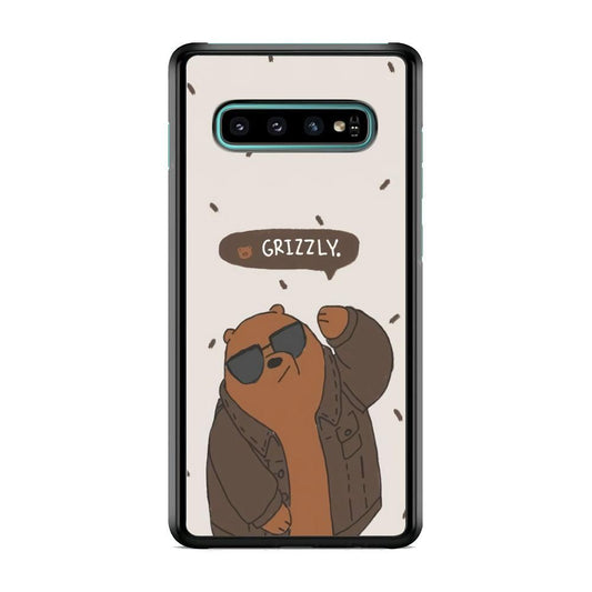 Bare Bears Grizzly Samsung Galaxy S10 Plus Case-Rubber Black (2D Case)-Oxvistore