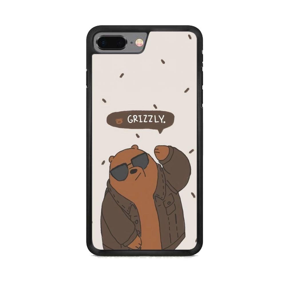 Bare Bears Grizzly iPhone 8 Plus Case-Rubber Black (2D Case)-Oxvistore