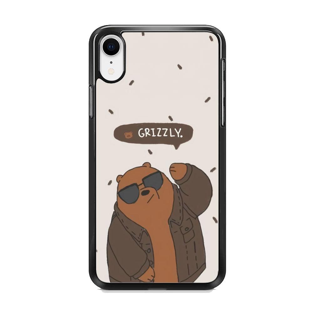 Bare Bears Grizzly iPhone XR Case-Rubber White (2D Case)-Oxvistore