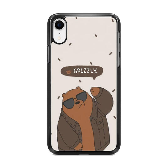 Bare Bears Grizzly iPhone XR Case-Rubber White (2D Case)-Oxvistore
