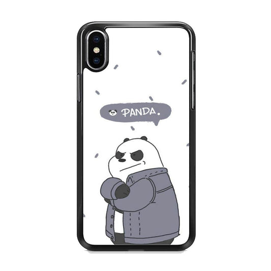 Bare Bears Panda iPhone XS Case-Rubber Black (2D Case)-Oxvistore