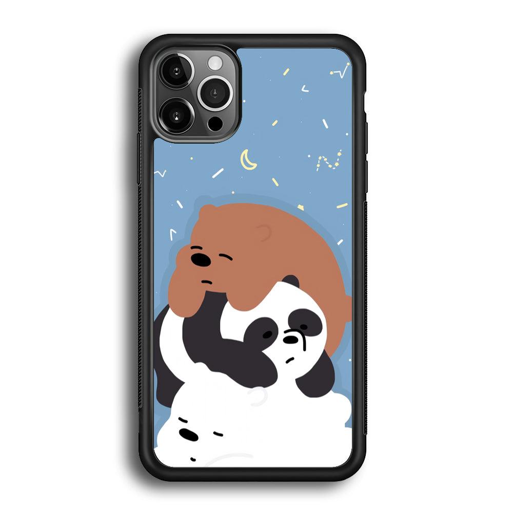 Bare Bears Tired and Feel Asleep iPhone 12 Pro Case-Rubber Black (2D Case)-Oxvistore