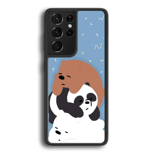 Bare Bears Tired and Feel Asleep Samsung Galaxy S21 Ultra Case-Rubber Black (2D Case)-Oxvistore