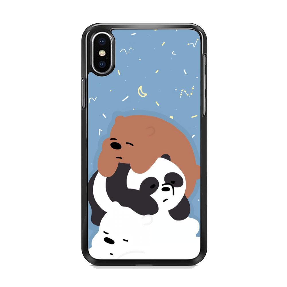 Bare Bears Tired and Feel Asleep iPhone XS Case-Rubber Black (2D Case)-Oxvistore