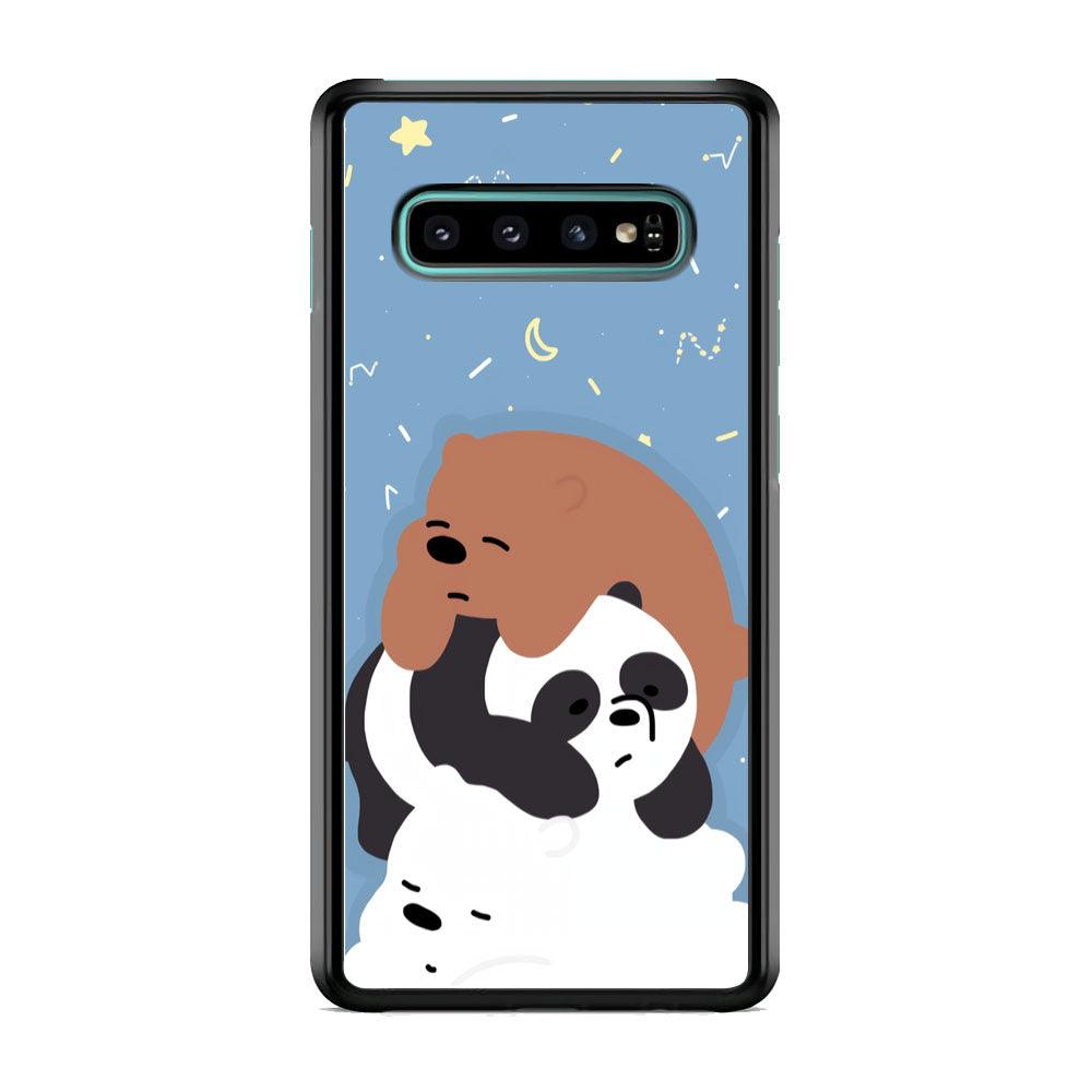 Bare Bears Tired and Feel Asleep Samsung Galaxy S10 Case-Rubber Black (2D Case)-Oxvistore
