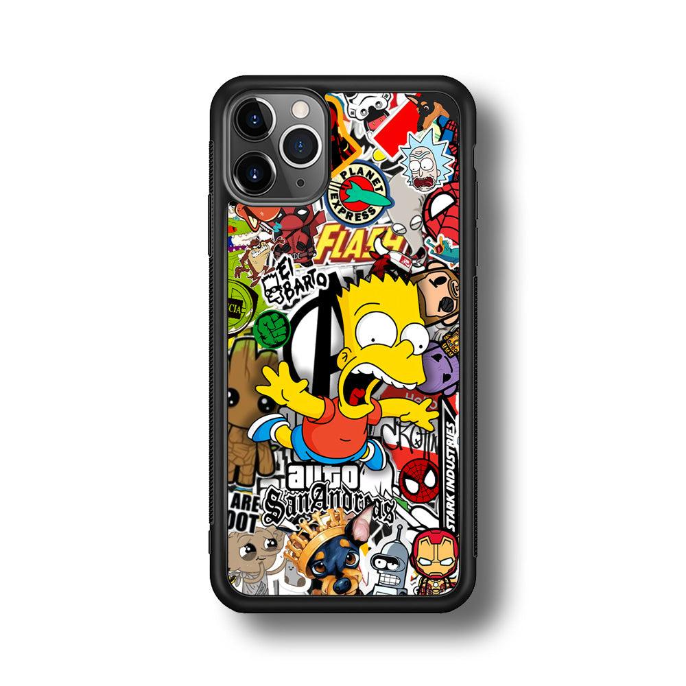 Bart Scream and Jumping iPhone 11 Pro Max Case-Rubber Black (2D Case)-Oxvistore
