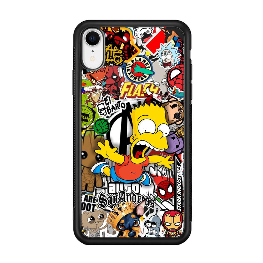 Bart Scream and Jumping iPhone XR Case-Rubber Black (2D Case)-Oxvistore