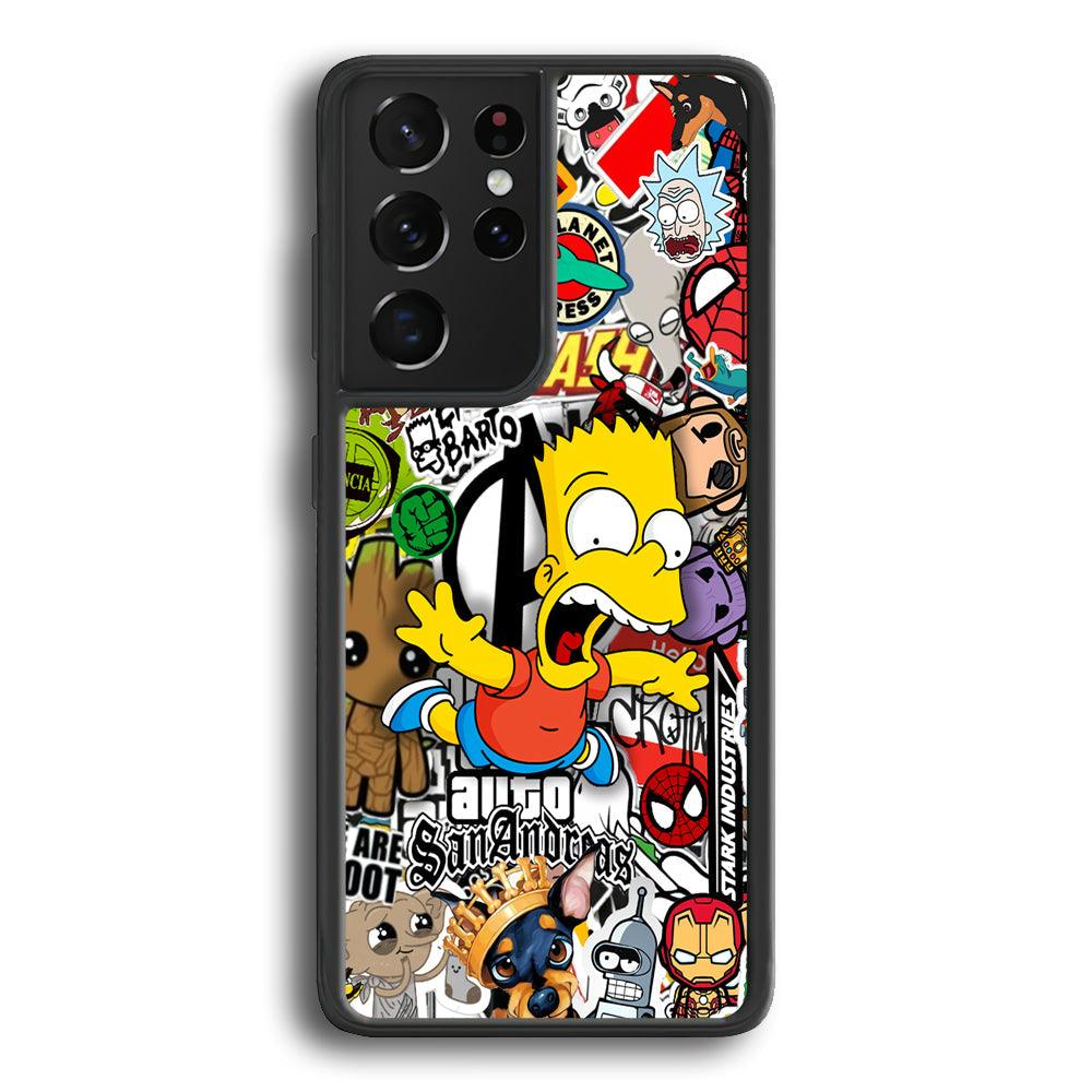 Bart Scream and Jumping Samsung Galaxy S24 Ultra Case-Rubber Black (2D Case)-Oxvistore