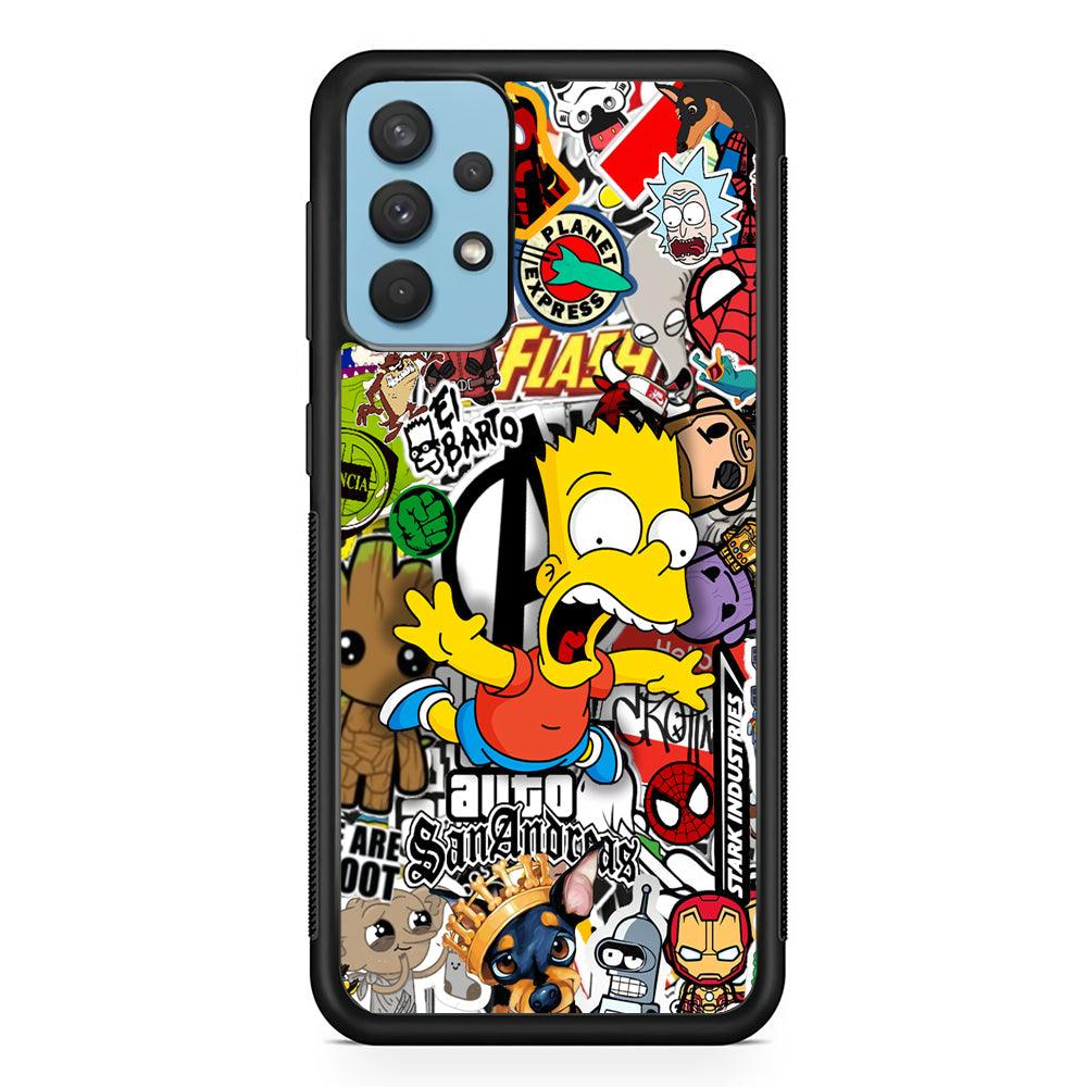 Bart Scream and Jumping Samsung Galaxy A32 Case-Rubber Black (2D Case)-Oxvistore