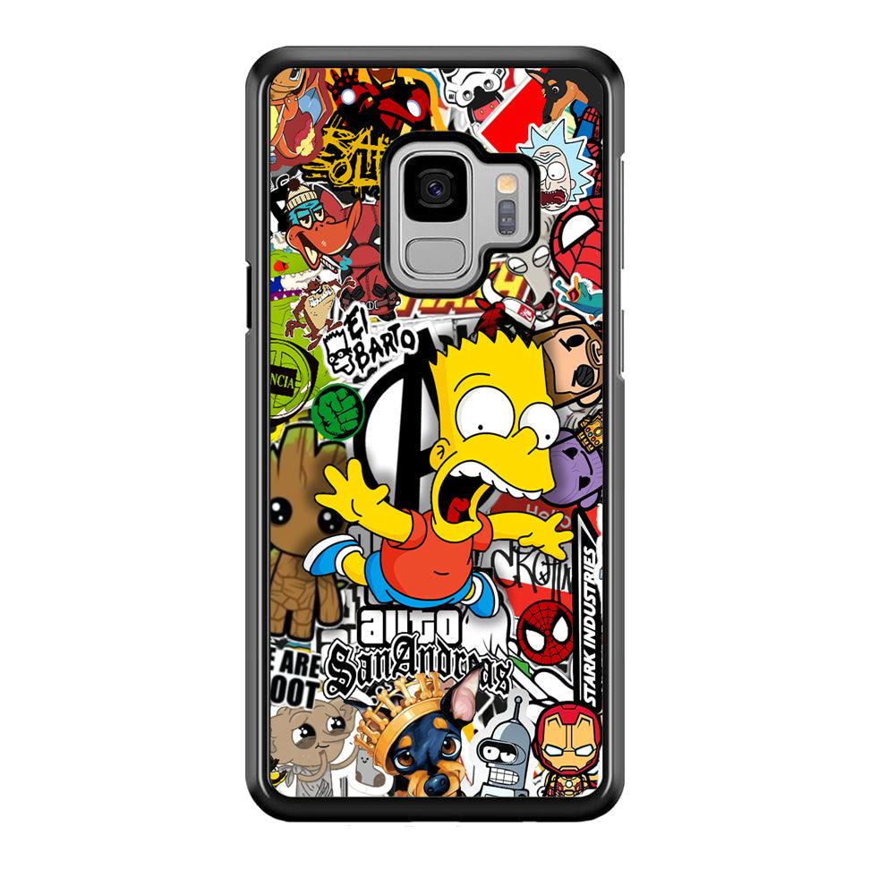 Bart Scream and Jumping Samsung Galaxy S9 Case-Rubber Black (2D Case)-Oxvistore