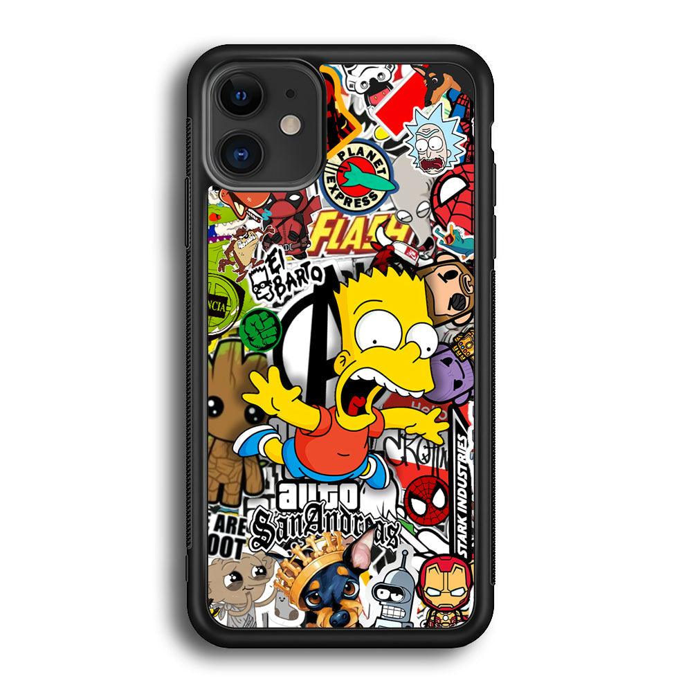 Bart Scream and Jumping iPhone 11 Case-Rubber Black (2D Case)-Oxvistore