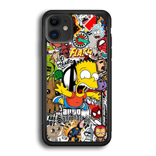 Bart Scream and Jumping iPhone 11 Case-Rubber Black (2D Case)-Oxvistore