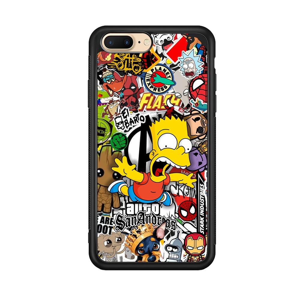Bart Scream and Jumping iPhone 8 Plus Case-Rubber Black (2D Case)-Oxvistore