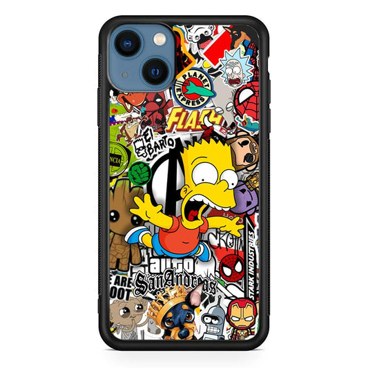Bart Scream and Jumping iPhone 14 Case-Rubber Black (2D Case)-Oxvistore
