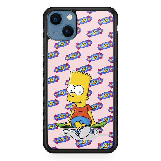 Bart Skateboard Pass iPhone 15 Case-Rubber White (2D Case)-Oxvistore