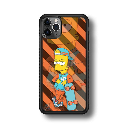 Bart Skater on Duty iPhone 11 Pro Max Case-Rubber Black (2D Case)-Oxvistore