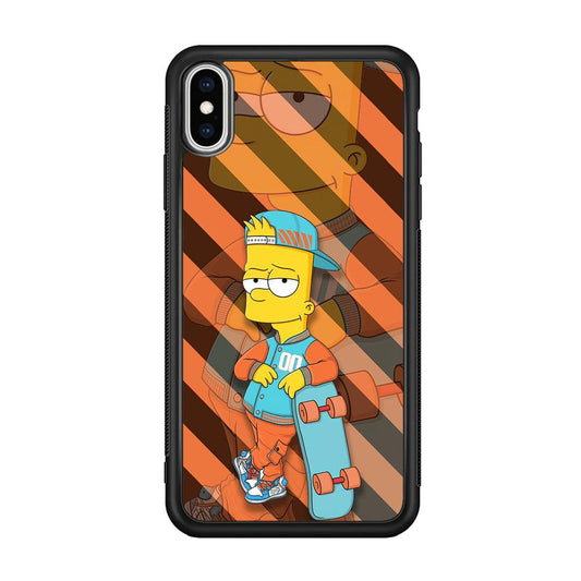 Bart Skater on Duty iPhone XS Case-Rubber Black (2D Case)-Oxvistore