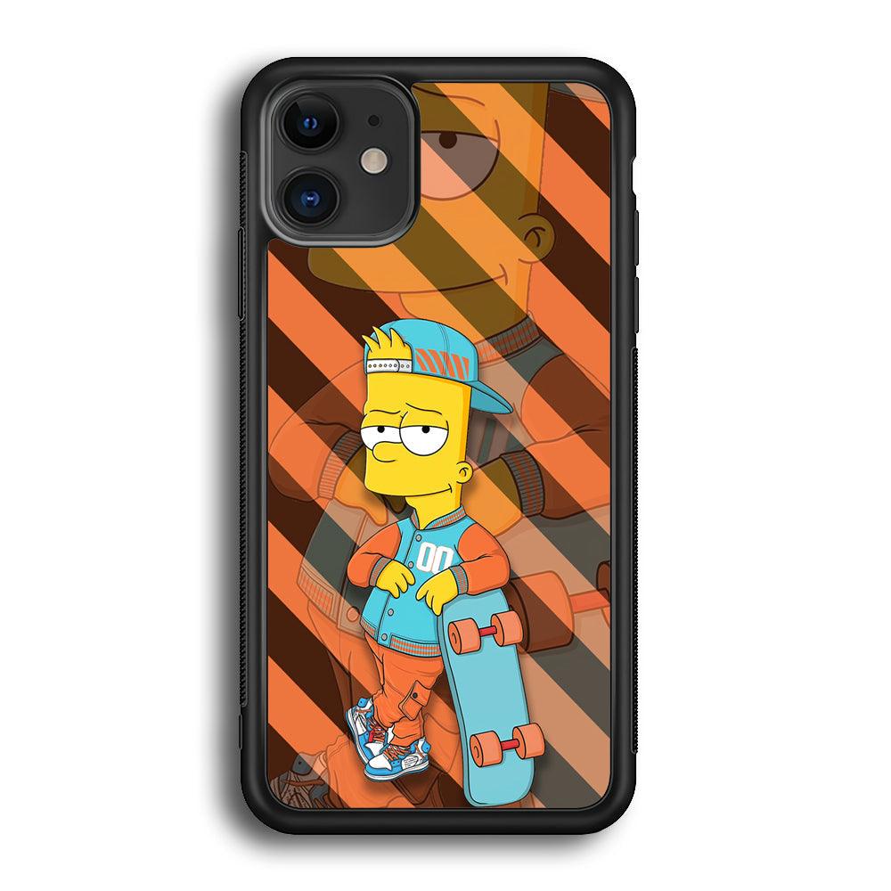 Bart Skater on Duty iPhone 11 Case-Rubber Black (2D Case)-Oxvistore