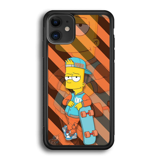 Bart Skater on Duty iPhone 11 Case-Rubber Black (2D Case)-Oxvistore