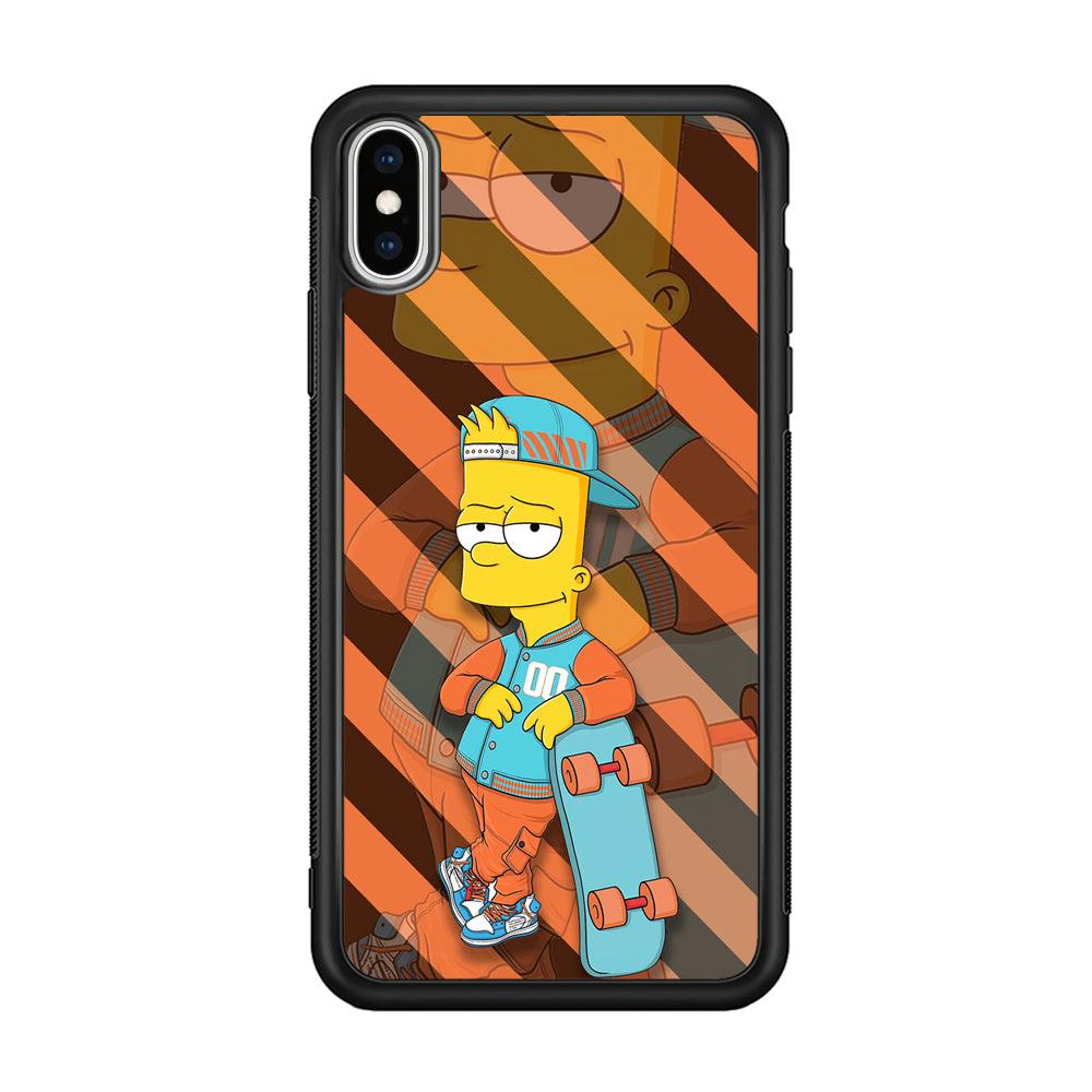 Bart Skater on Duty iPhone Xs Max Case-Rubber Black (2D Case)-Oxvistore