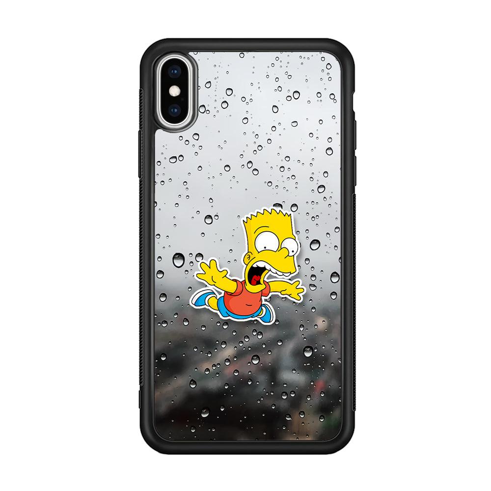 Bart Sticker Fall Scene iPhone XS Case-Rubber Black (2D Case)-Oxvistore