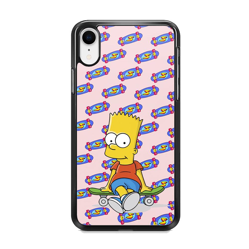 Bart Skateboard Pass iPhone XR Case-Rubber White (2D Case)-Oxvistore