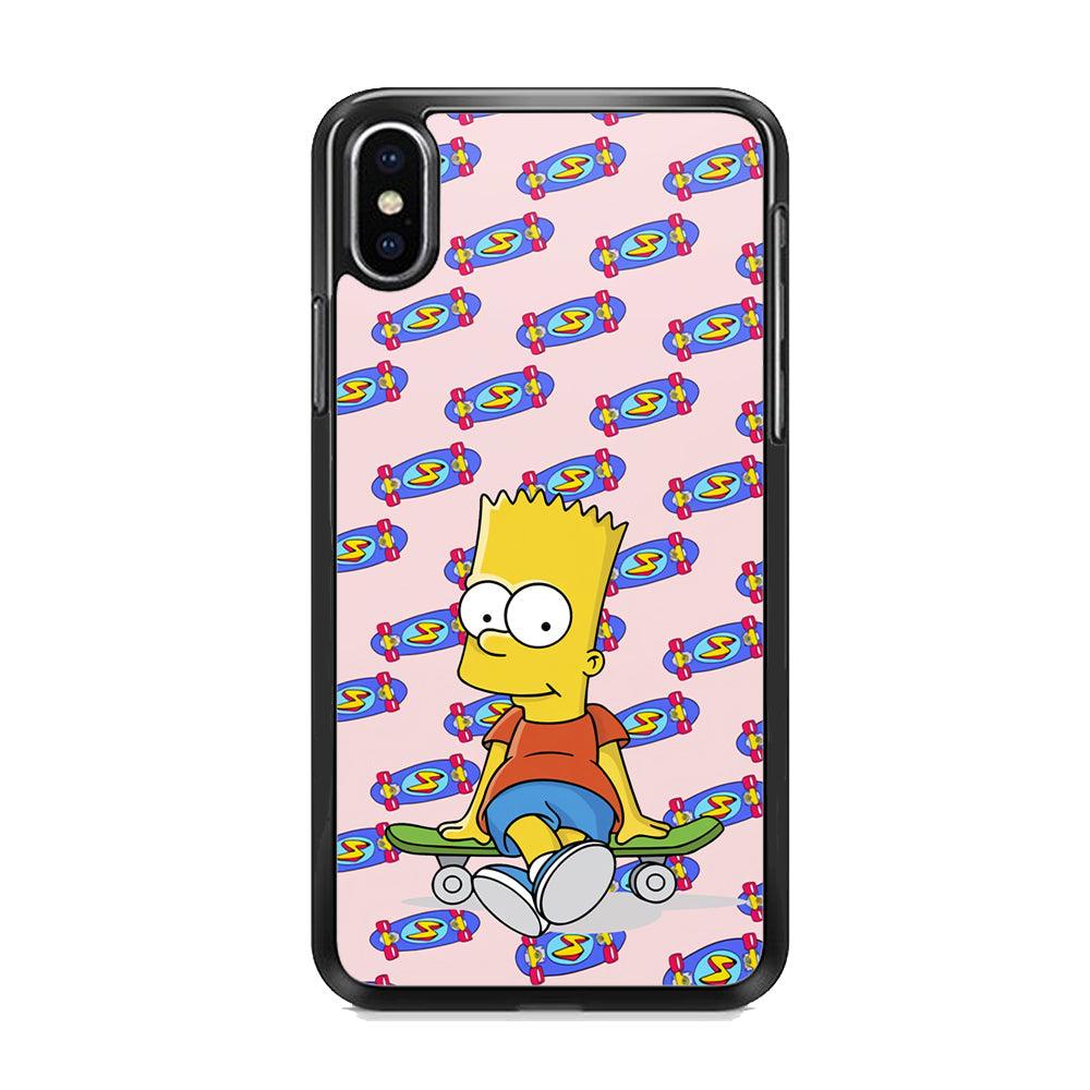 Bart Skateboard Pass iPhone XS Case-Rubber Black (2D Case)-Oxvistore