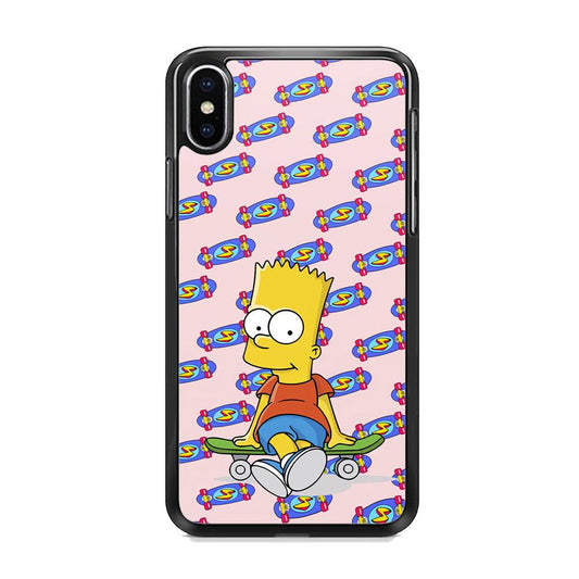Bart Skateboard Pass iPhone XS MAX Case-Rubber Black (2D Case)-Oxvistore