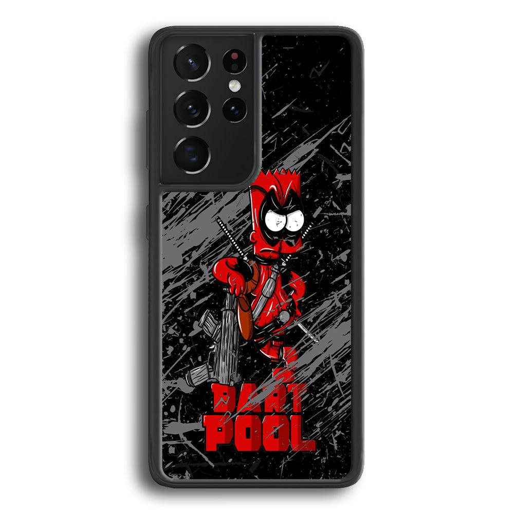 Bart on Deadpool Costum and Habbit Samsung Galaxy S24 Ultra Case-Rubber Black (2D Case)-Oxvistore