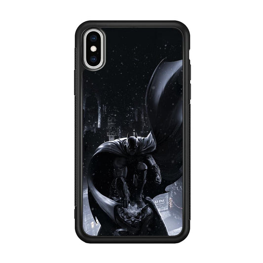 Batman Snowy Night iPhone XS Case-Rubber Black (2D Case)-Oxvistore