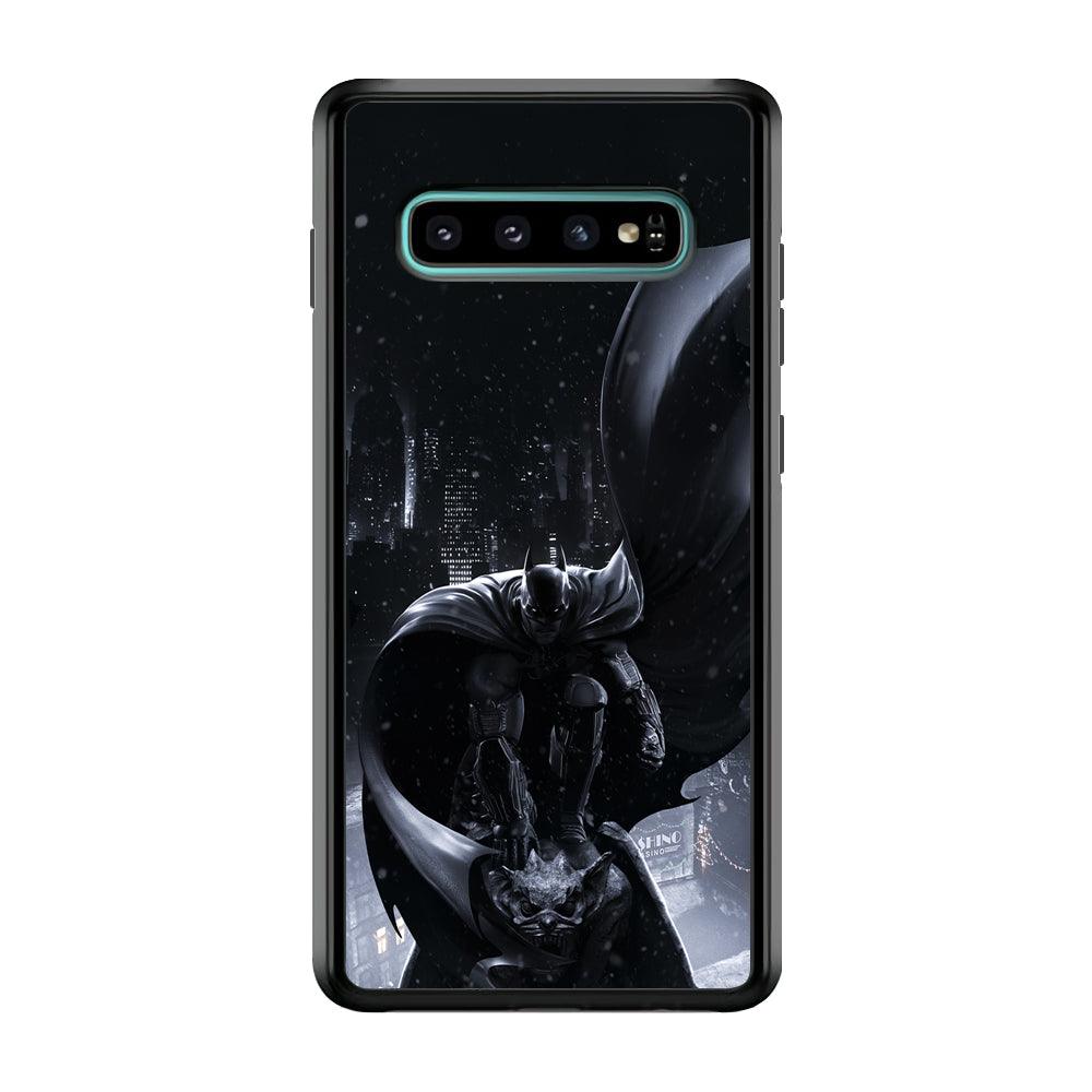 Batman Snowy Night Samsung Galaxy S10 Case-Rubber Black (2D Case)-Oxvistore