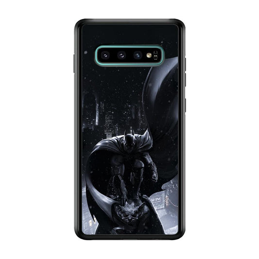 Batman Snowy Night Samsung Galaxy S10 Case-Rubber Black (2D Case)-Oxvistore
