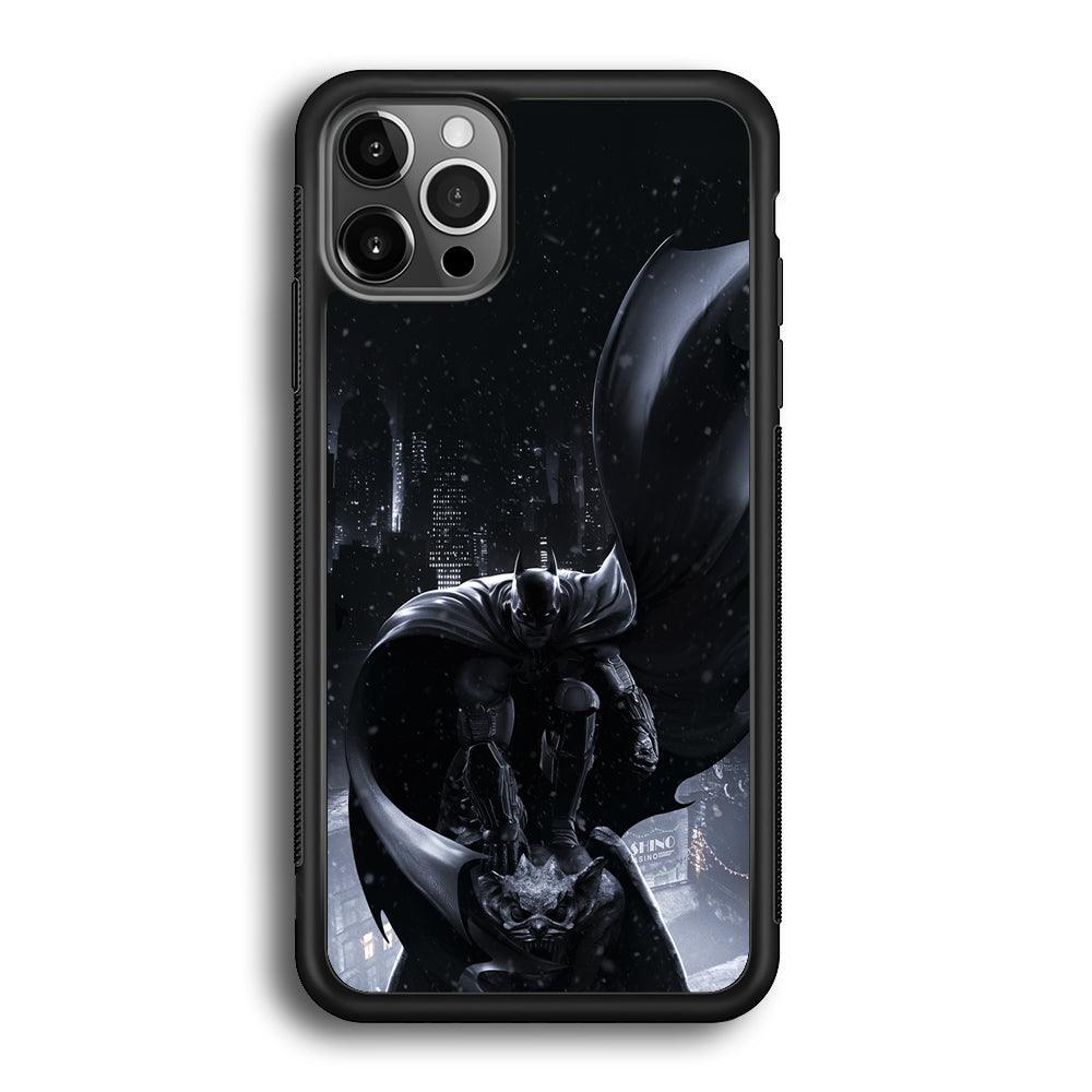 Batman Snowy Night iPhone 12 Pro Case-Rubber Black (2D Case)-Oxvistore