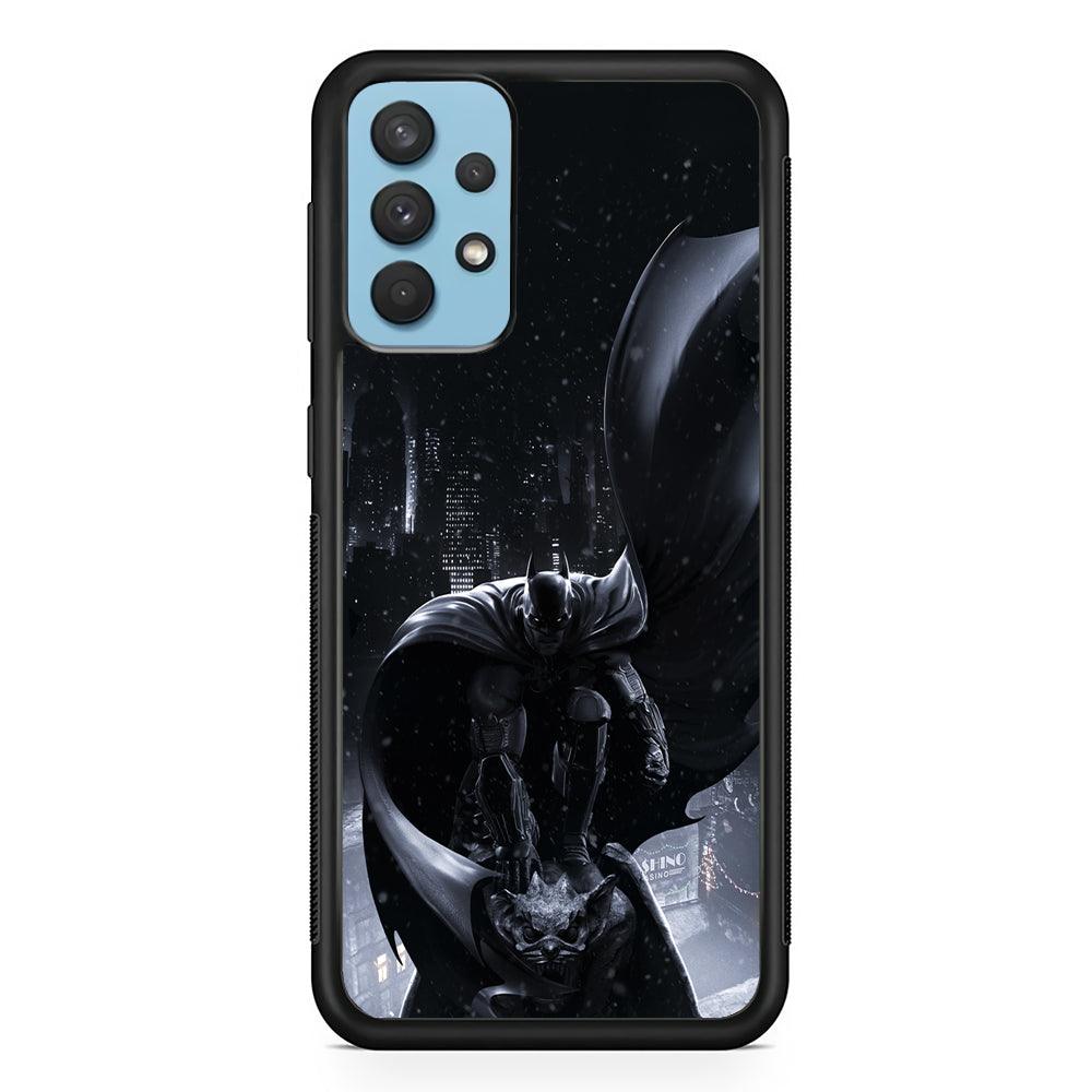 Batman Snowy Night Samsung Galaxy A32 Case-Rubber Black (2D Case)-Oxvistore