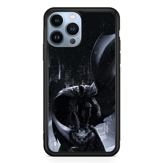 Batman Snowy Night iPhone 13 Pro Max Case-Rubber Black (2D Case)-Oxvistore