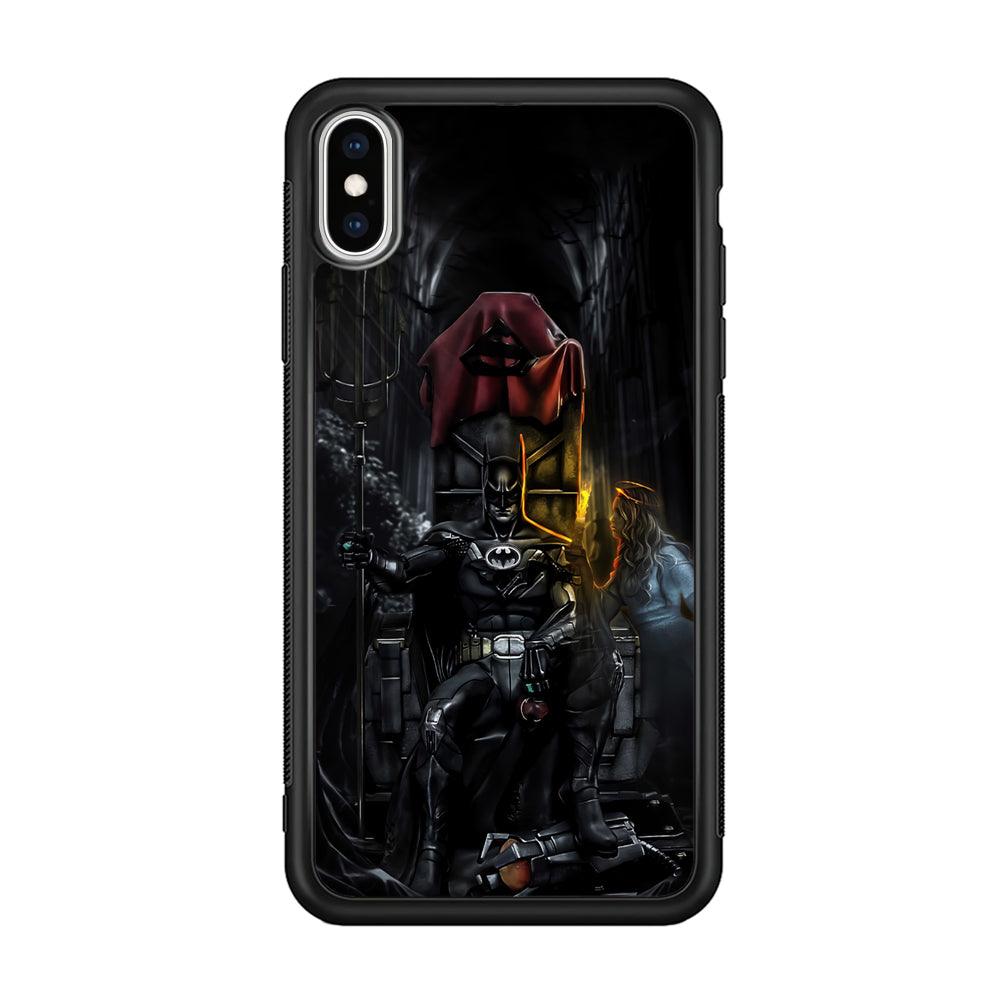 Batman Throne of Dark World iPhone XS Case-Rubber Black (2D Case)-Oxvistore