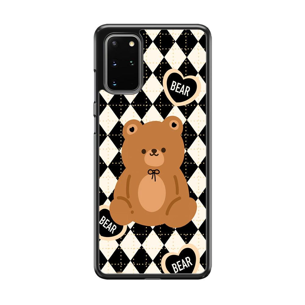 Bear and Black Flanel Theme Samsung Galaxy S20 Plus Case-Rubber White (2D Case)-Oxvistore
