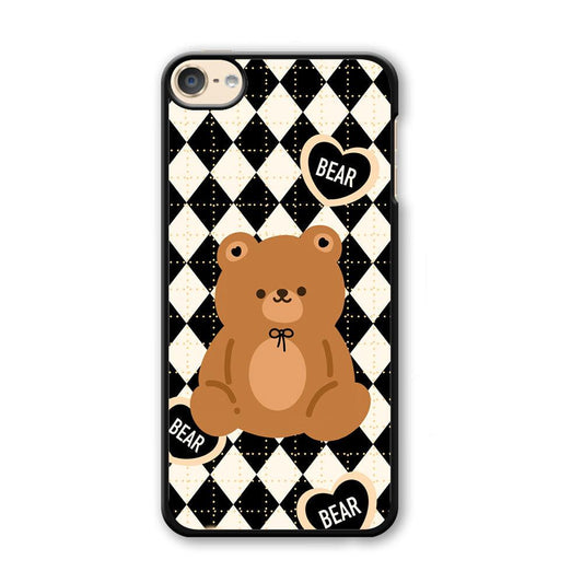 Bear and Black Flanel Theme iPod Touch 6 Case-Plastic White (2D Case)-Oxvistore