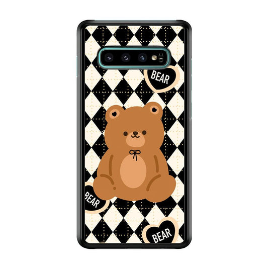 Bear and Black Flanel Theme Samsung Galaxy S10 Case-Rubber White (2D Case)-Oxvistore